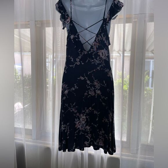 Floral Blue Spring Lace Up Dress - Picture 6 of 6